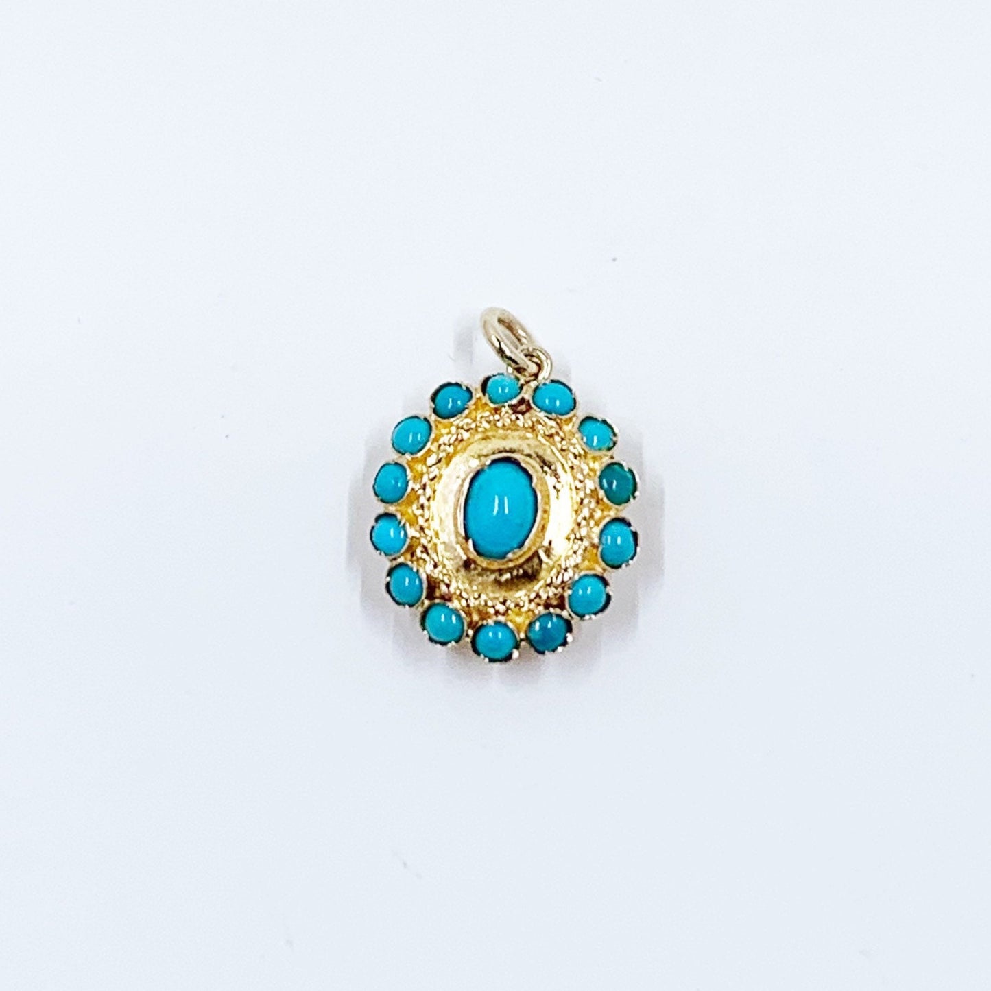 Vintage 14k Gold Turquoise Cluster Pendant | Conversion Jewelry