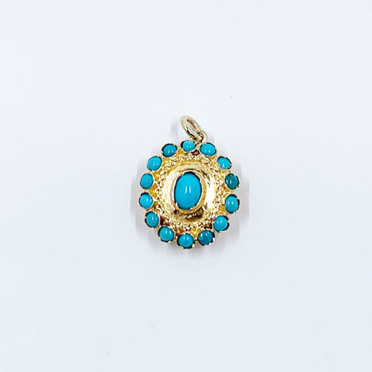 Vintage 14k Gold Turquoise Cluster Pendant | Conversion Jewelry