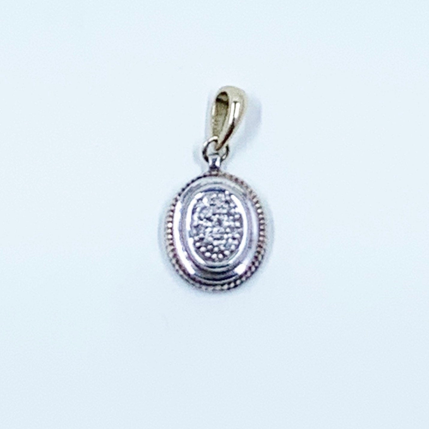 Vintage Silver and Gold Diamond Pendant | 14k Gold Diamond Charm | Two Tone Mixed Metal Pendant