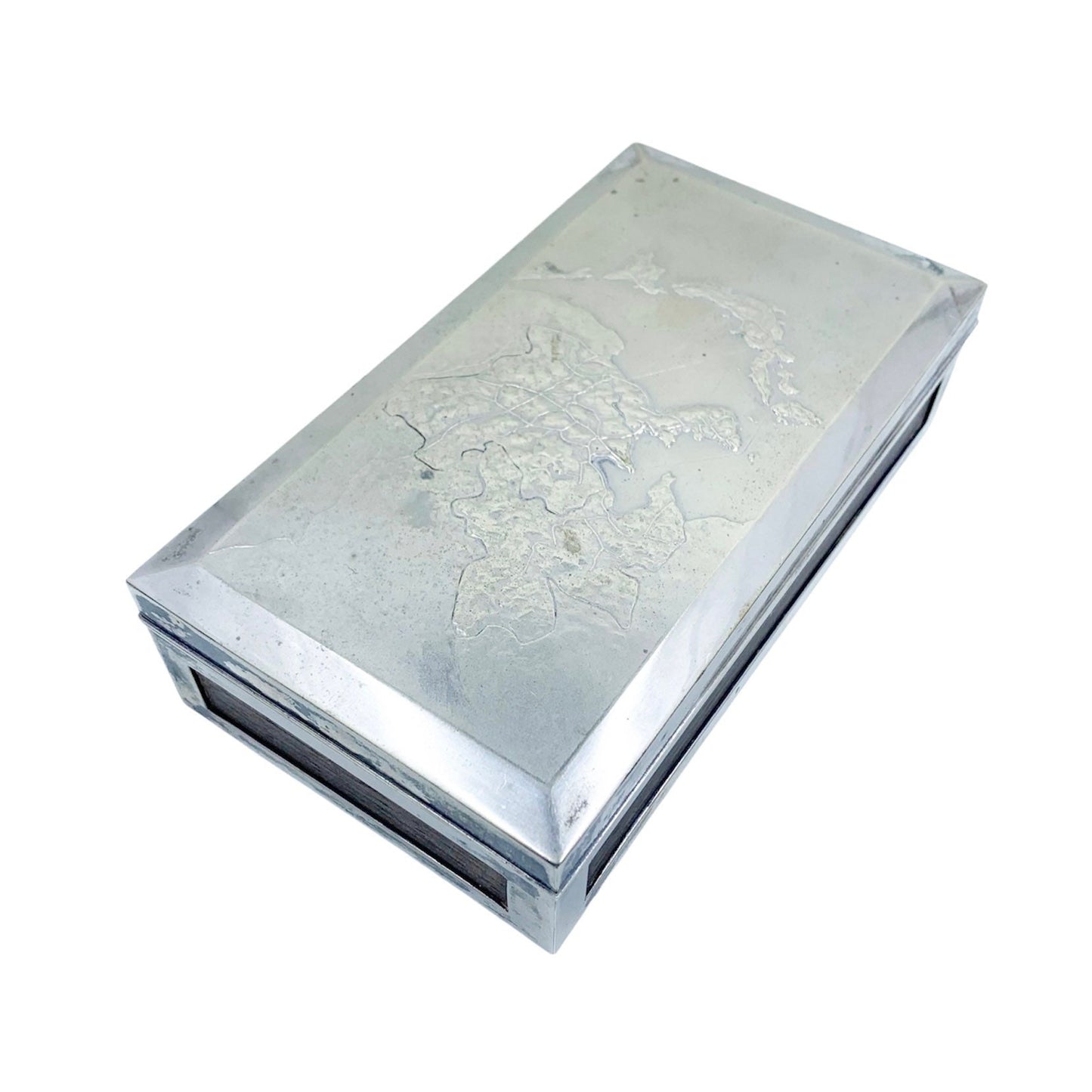 Vintage Silver Cigarette Box | Map of Japan and Korea