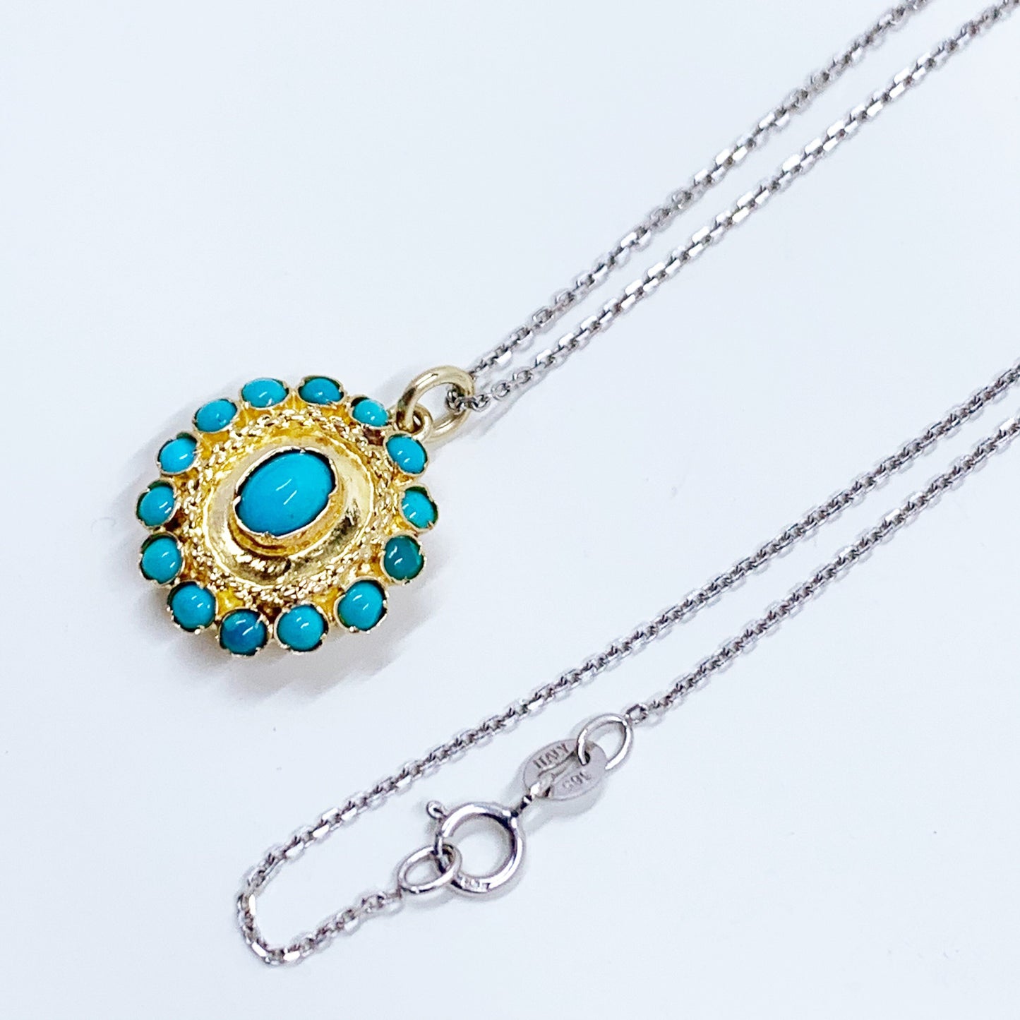 Vintage 14k Gold Turquoise Cluster Pendant | Conversion Jewelry