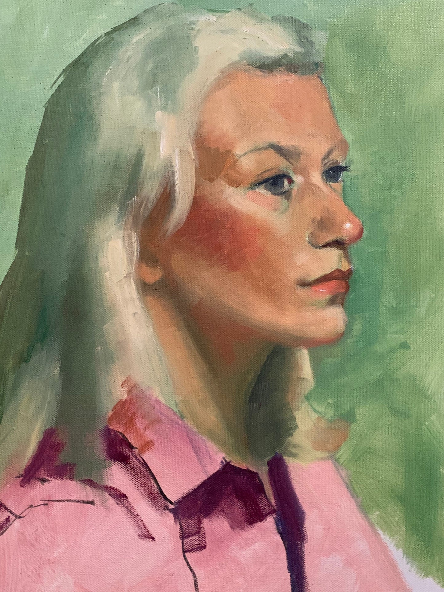 Vintage Female Portrait Painting by Diane Keske | 1970's Unframed Portrait Painting | American Painter