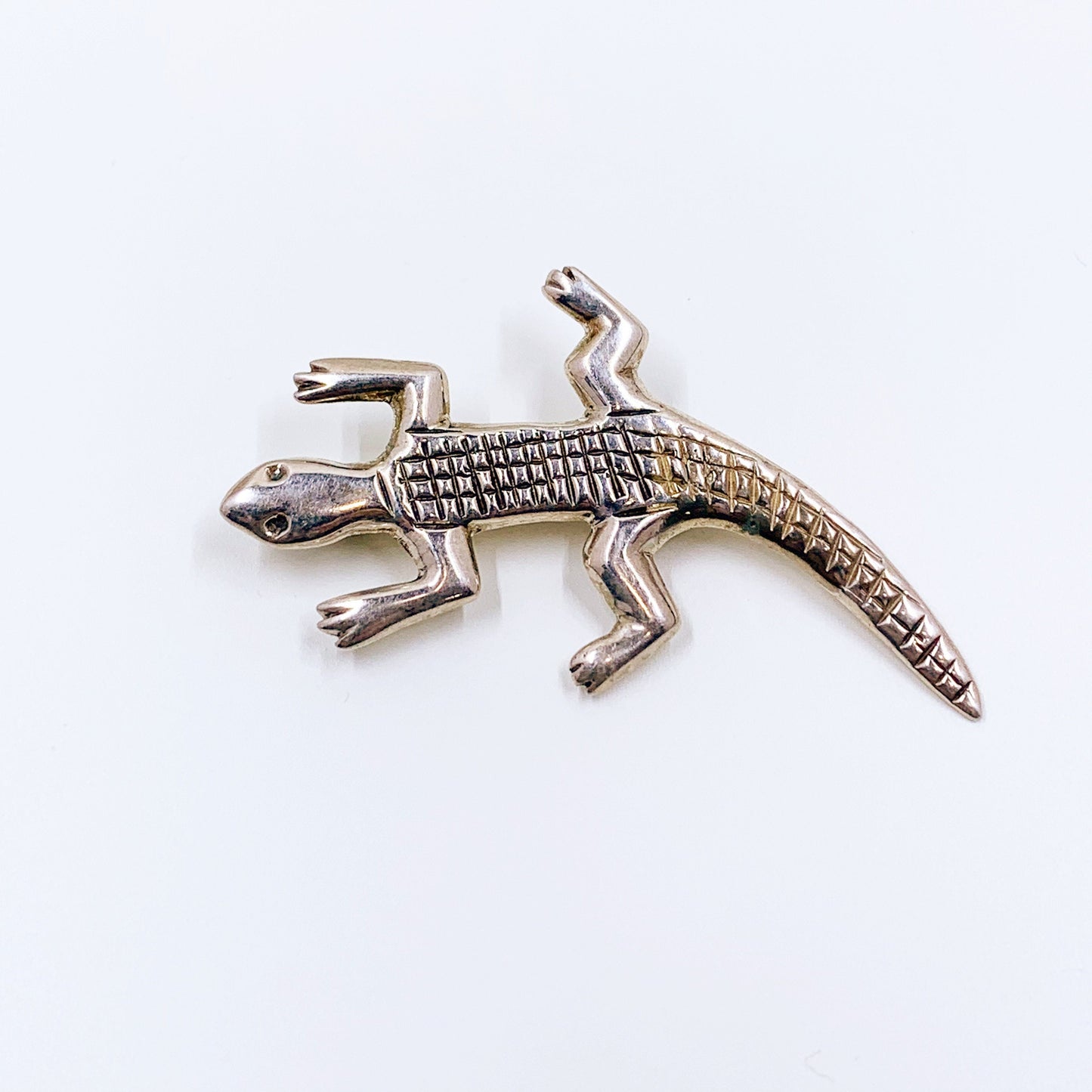 Vintage Sterling Silver Lizard Brooch | Figural Gecko
