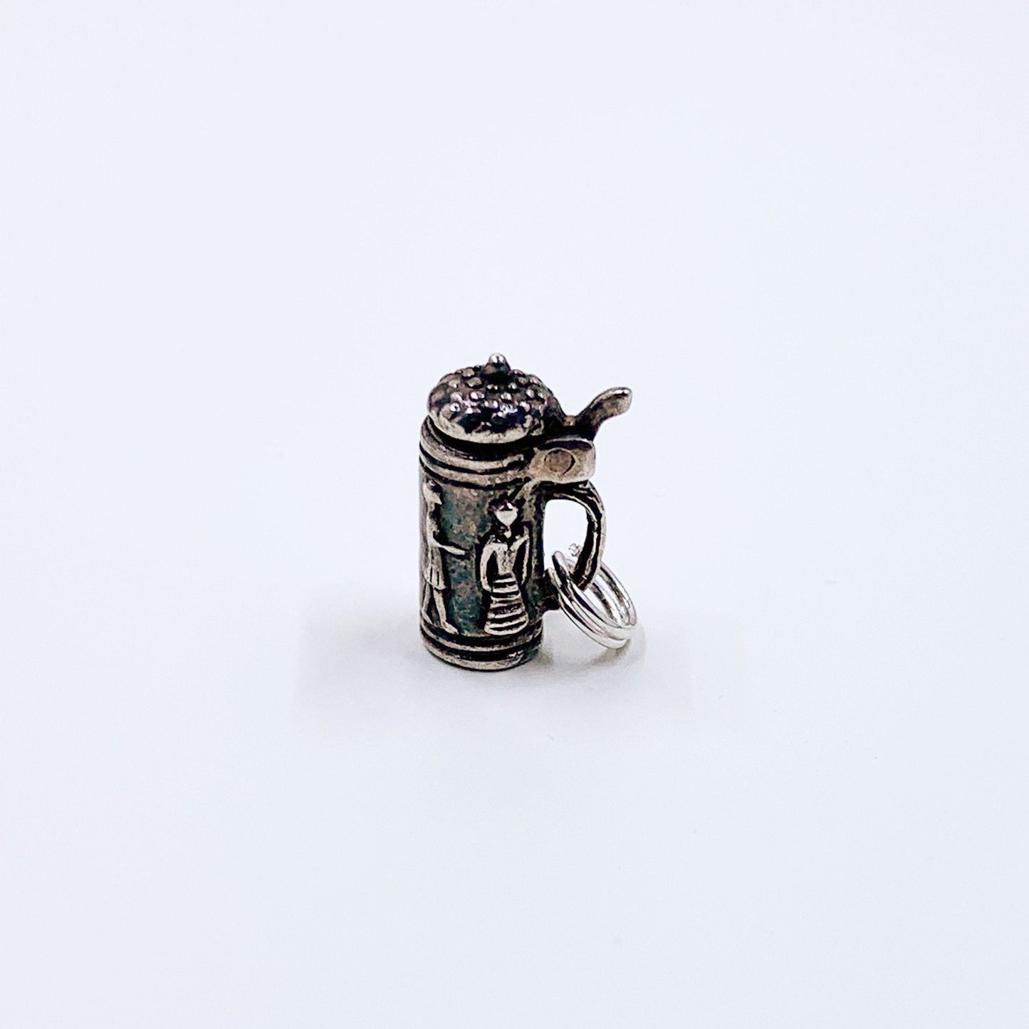 Vintage Silver Stein Charm | 3D Beer Stein Charm | Movable Stein