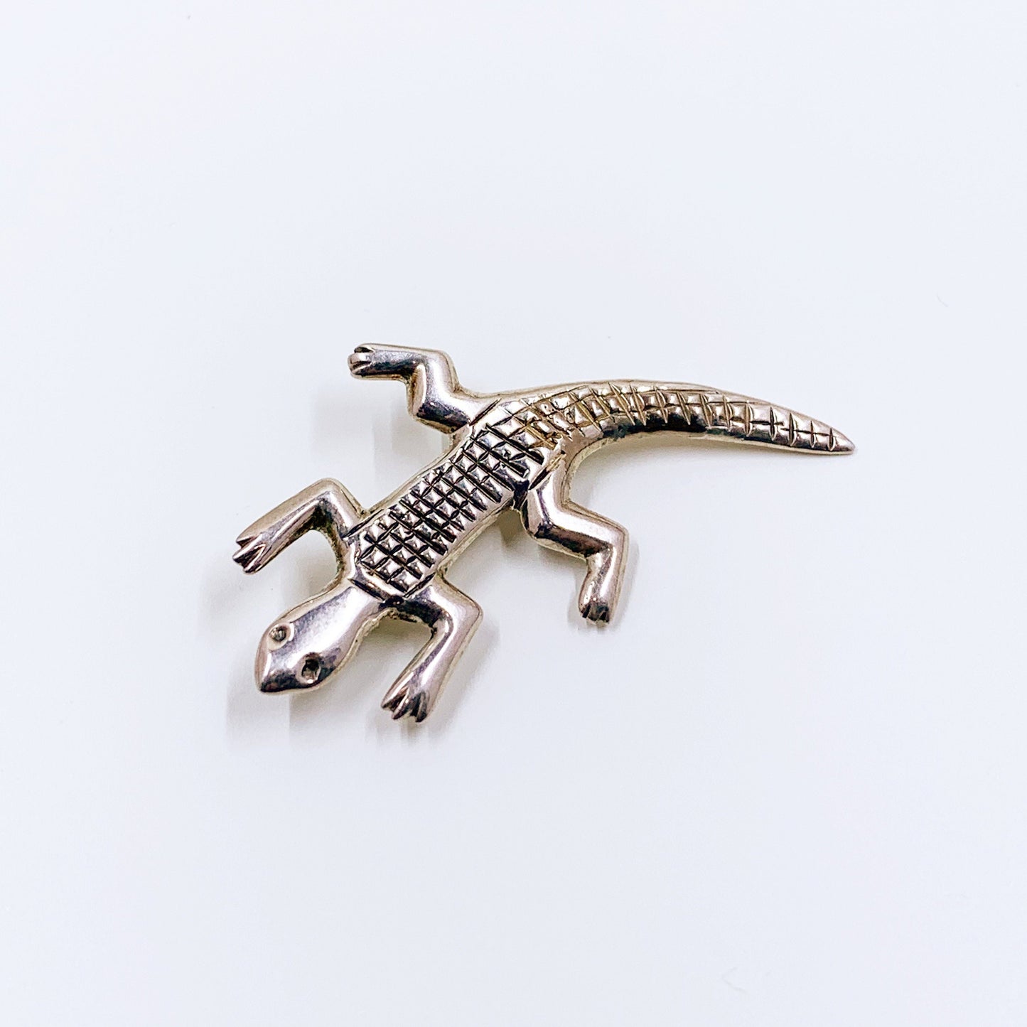 Vintage Sterling Silver Lizard Brooch | Figural Gecko