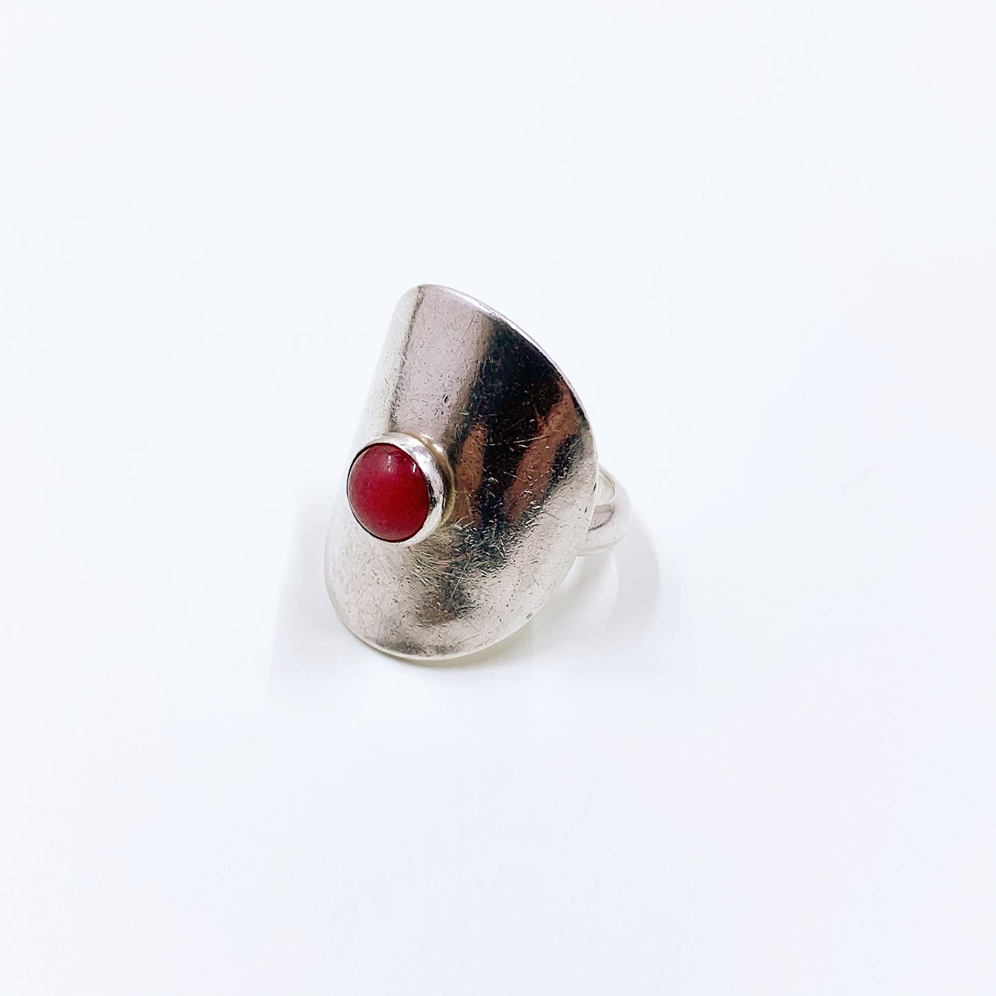 Vintage Silver Pink Stone Ring | Size 8