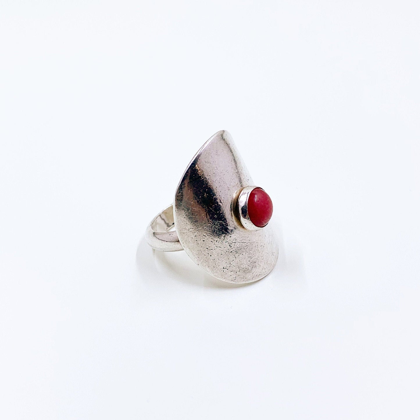 Vintage Silver Pink Stone Ring | Size 8