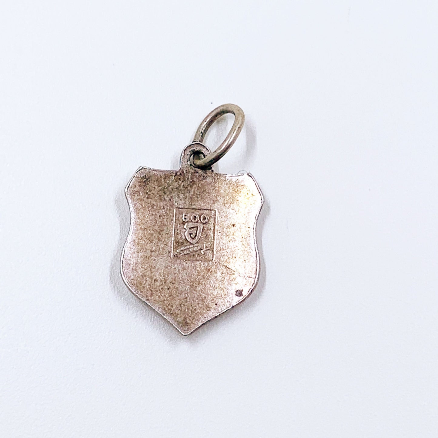 Vintage Silver Triberg Enamel Shield Charm | Vintage Enamel Travel Shield Charm | 800 Silver Charm
