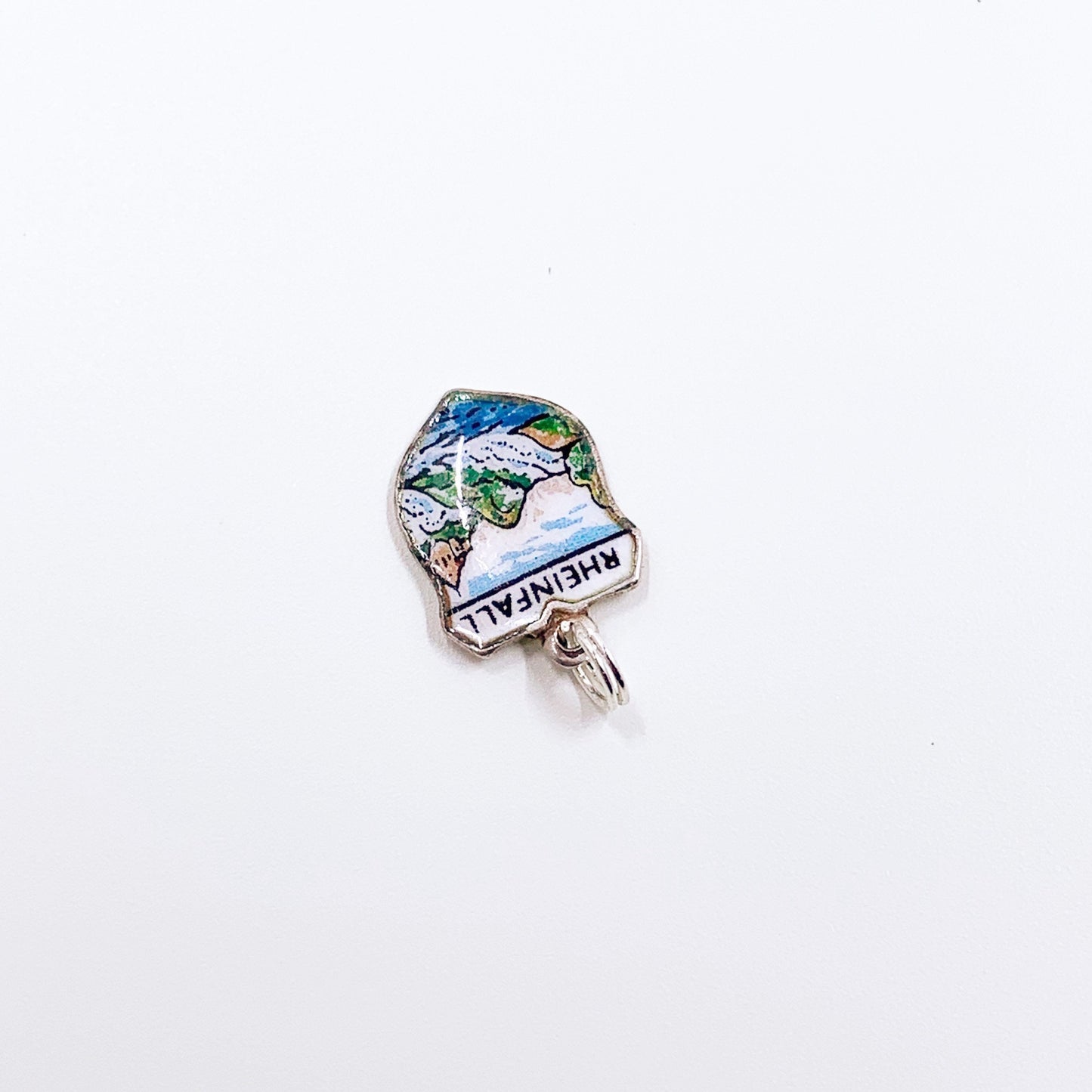 Vintage Silver Rheinfall Enamel Shield Charm | Switzerland Enamel Travel Shield Charm | 800 REU Charm