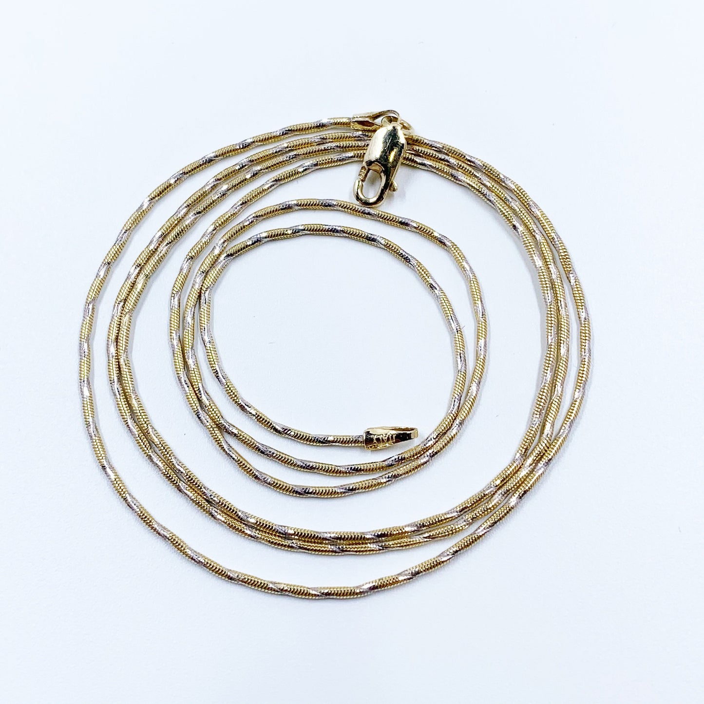 Vintage 14k Two-Tone Gold Snake Chain | 24 3/8 inches Gold Chain | 1 mm Gold Chain