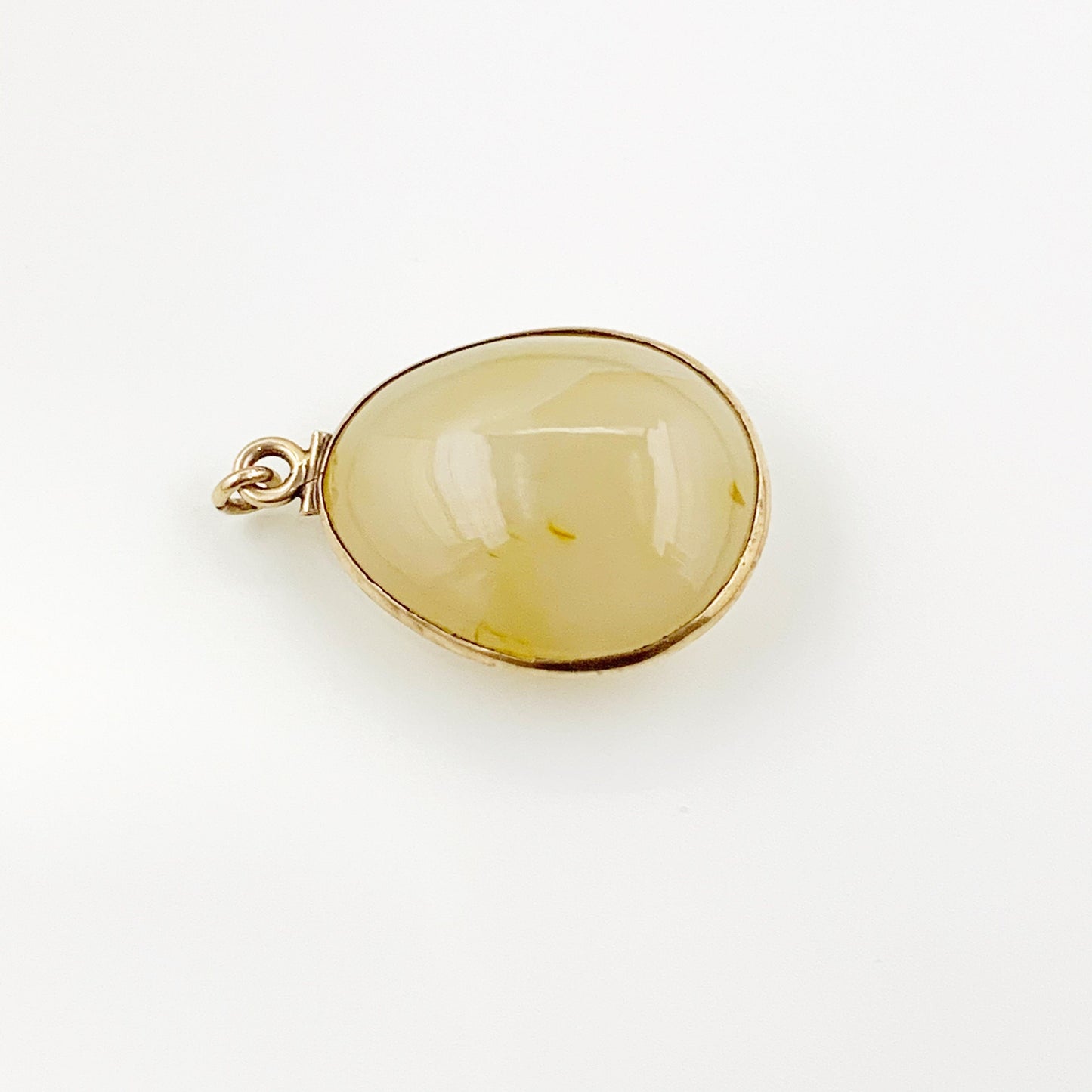 Antique Victorian Yellow Agate 10k Pendant | Agate Fob Charm | Oval Agate Specimen Pendant