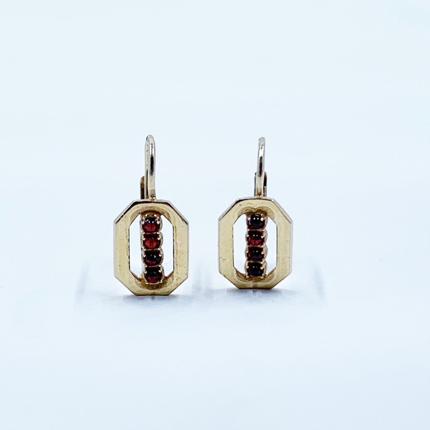 Vintage Gilt Silver Garnet Earrings | Czech Garnet Earrings