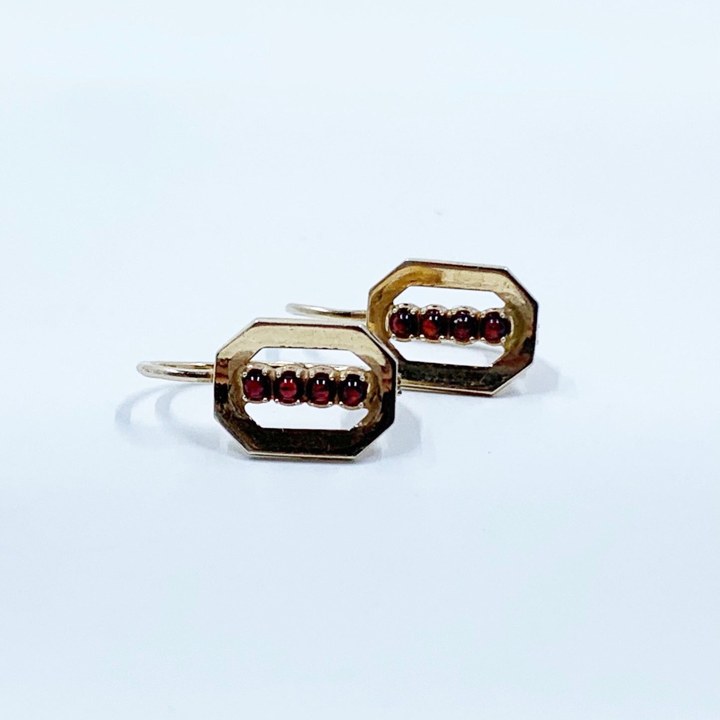 Vintage Gilt Silver Garnet Earrings | Czech Garnet Earrings