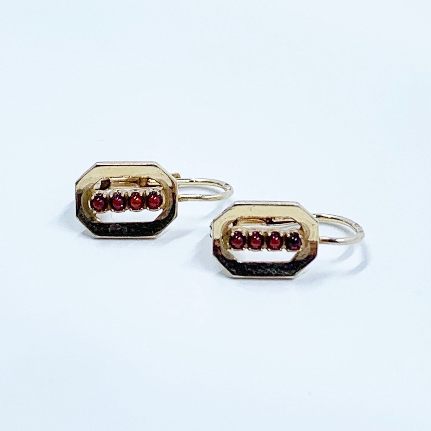 Vintage Gilt Silver Garnet Earrings | Czech Garnet Earrings