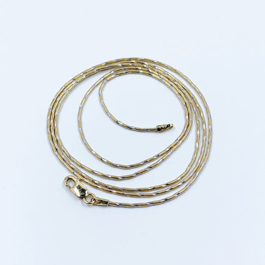 Vintage 14k Two-Tone Gold Snake Chain | 24 3/8 inches Gold Chain | 1 mm Gold Chain