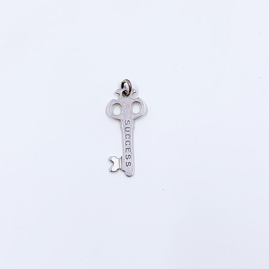 Vintage Silver Key to Success Charm | Skeleton Door Key Charm | Success Key Pendant