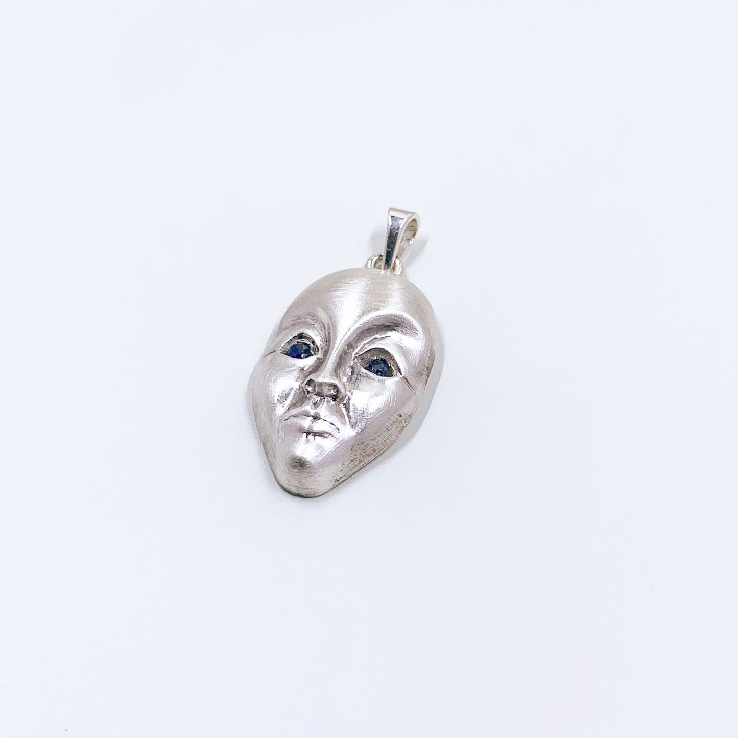 Vintage Silver Modernist Face Pendant | Modernist Silver Mask Pendant | 3D Figural Face Pendant