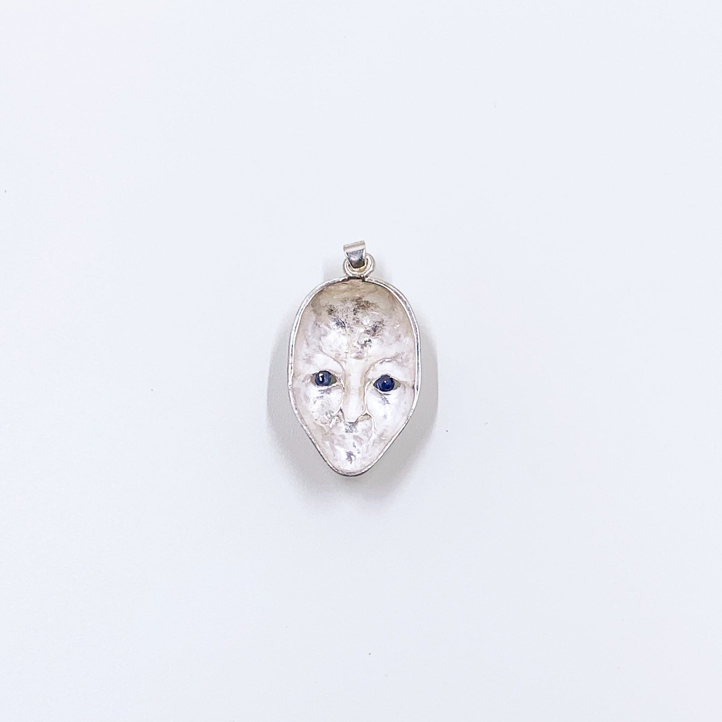 Vintage Silver Modernist Face Pendant | Modernist Silver Mask Pendant | 3D Figural Face Pendant