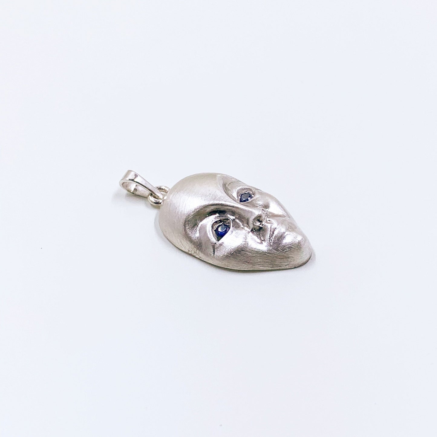 Vintage Silver Modernist Face Pendant | Modernist Silver Mask Pendant | 3D Figural Face Pendant