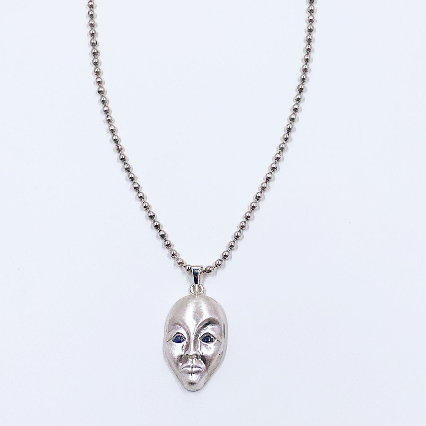Vintage Silver Modernist Face Pendant | Modernist Silver Mask Pendant | 3D Figural Face Pendant