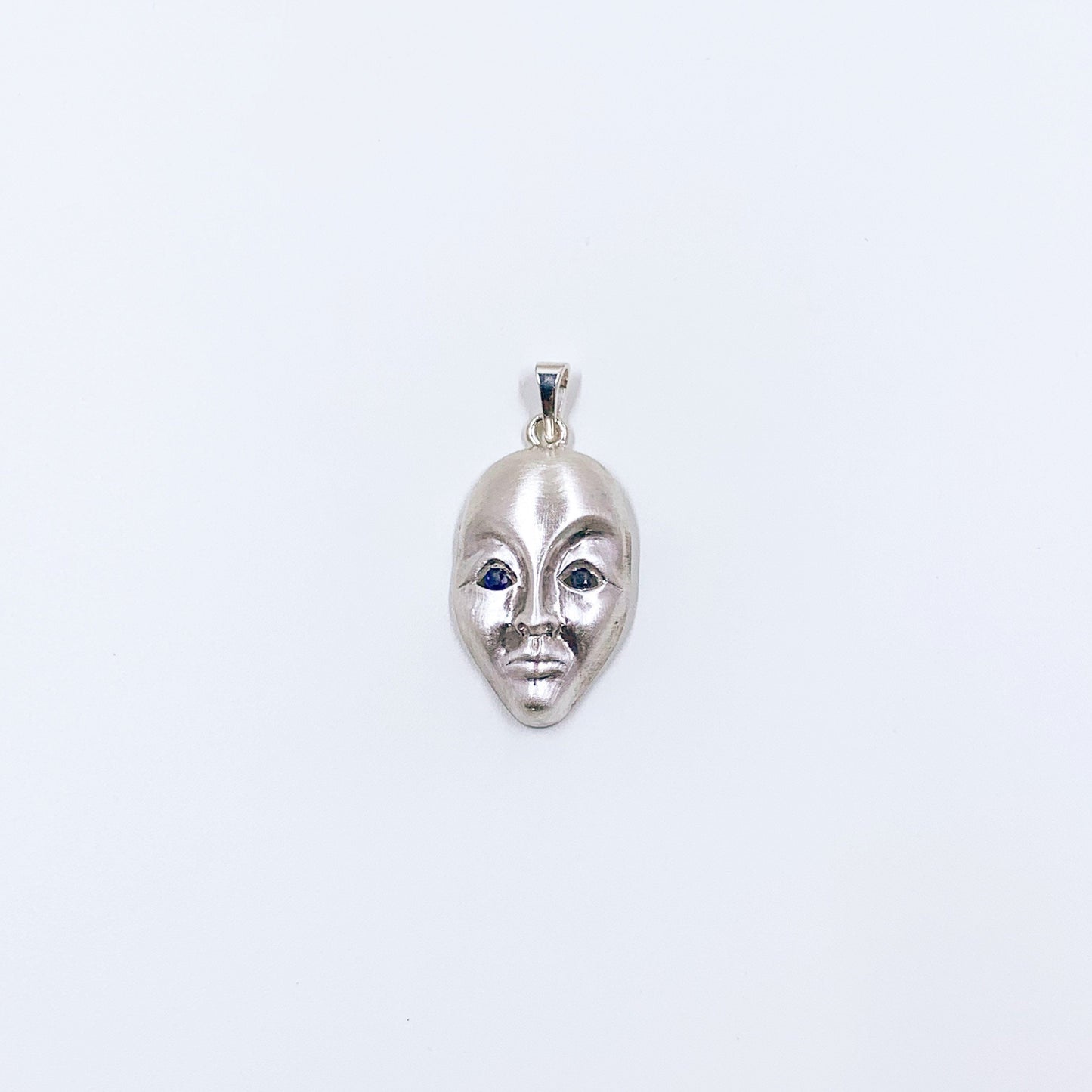 Vintage Silver Modernist Face Pendant | Modernist Silver Mask Pendant | 3D Figural Face Pendant