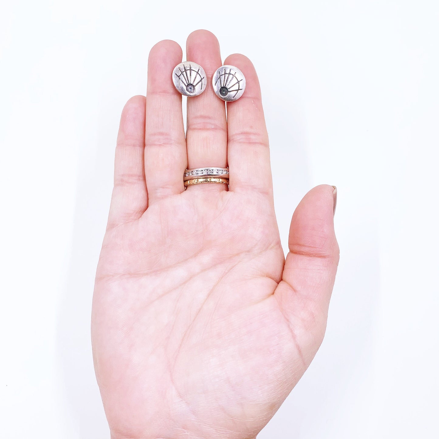 Vintage Modernist Silver Earrings | Geometric Abstract Line Earrings