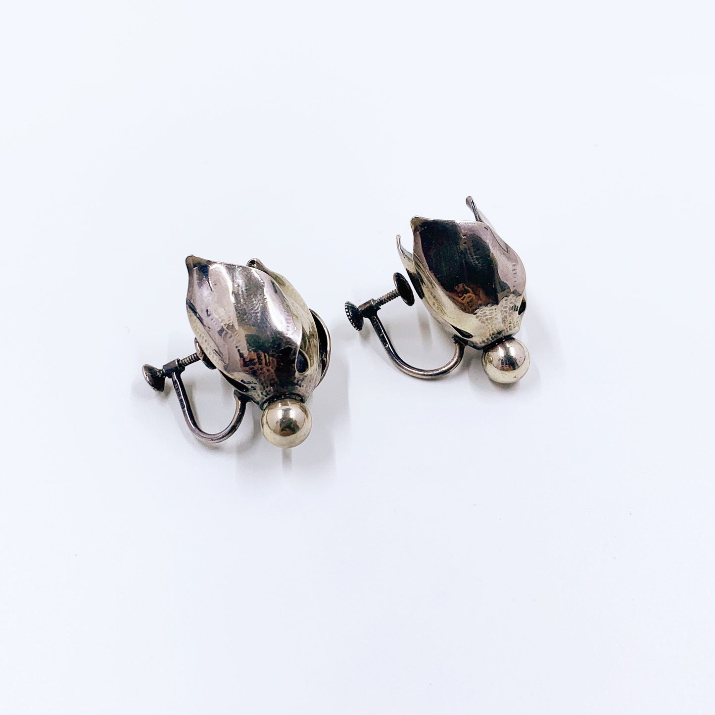 Vintage Sterling Silver Flower Earrings | Retro Earrings