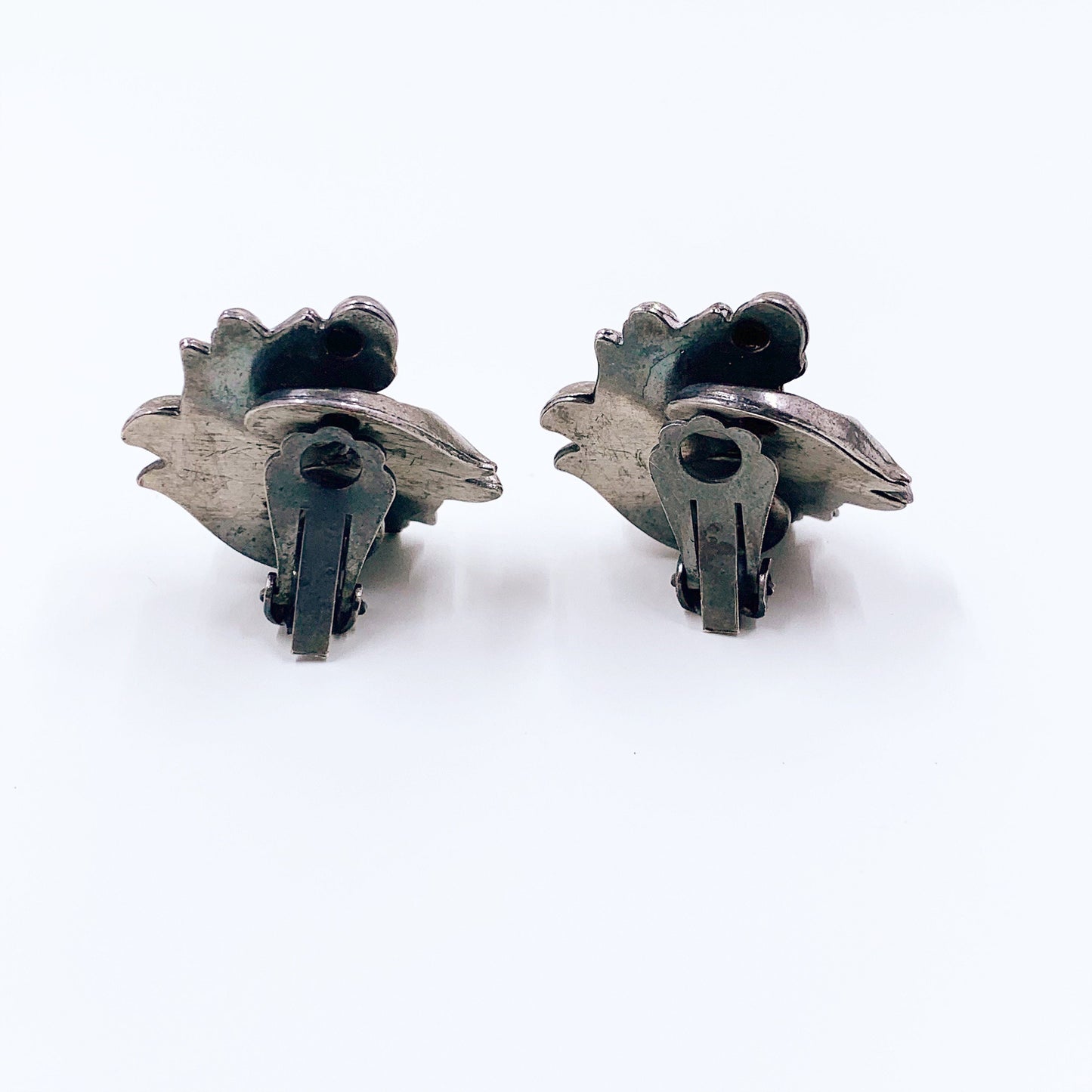 Vintage Acanthus Leaf Earrings | Silver Repousse Earrings