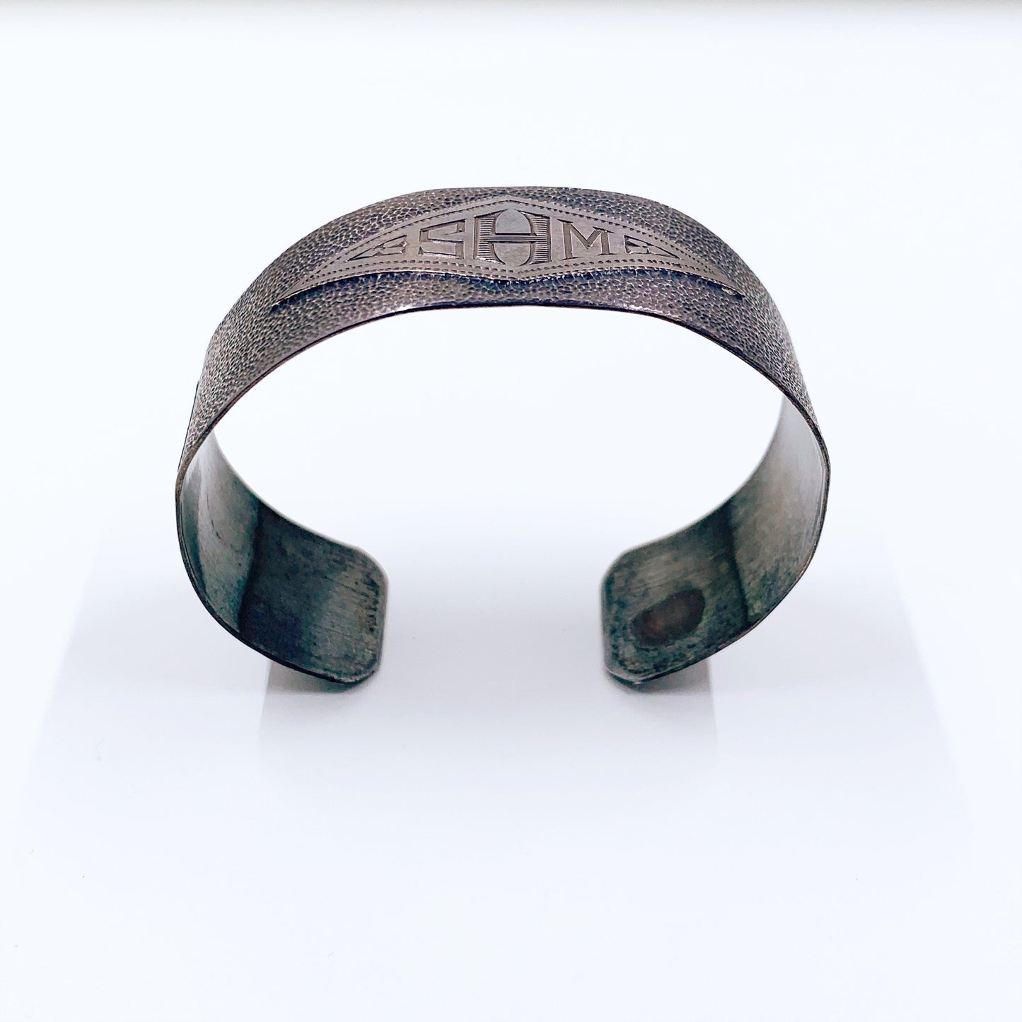 Vintage Silver Monogram Cuff Bracelet | Monogram SGH or WHS | Vintage Hand Hammered Cuff