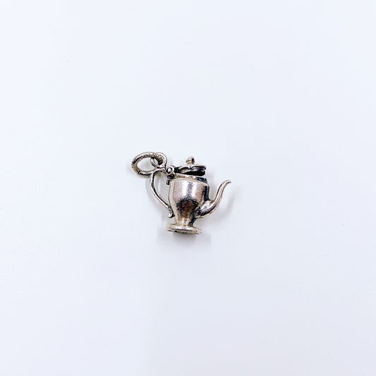 Vintage Cellini Silver Teapot Charm | 3D Teapot Charm | Movable Teapot Charm