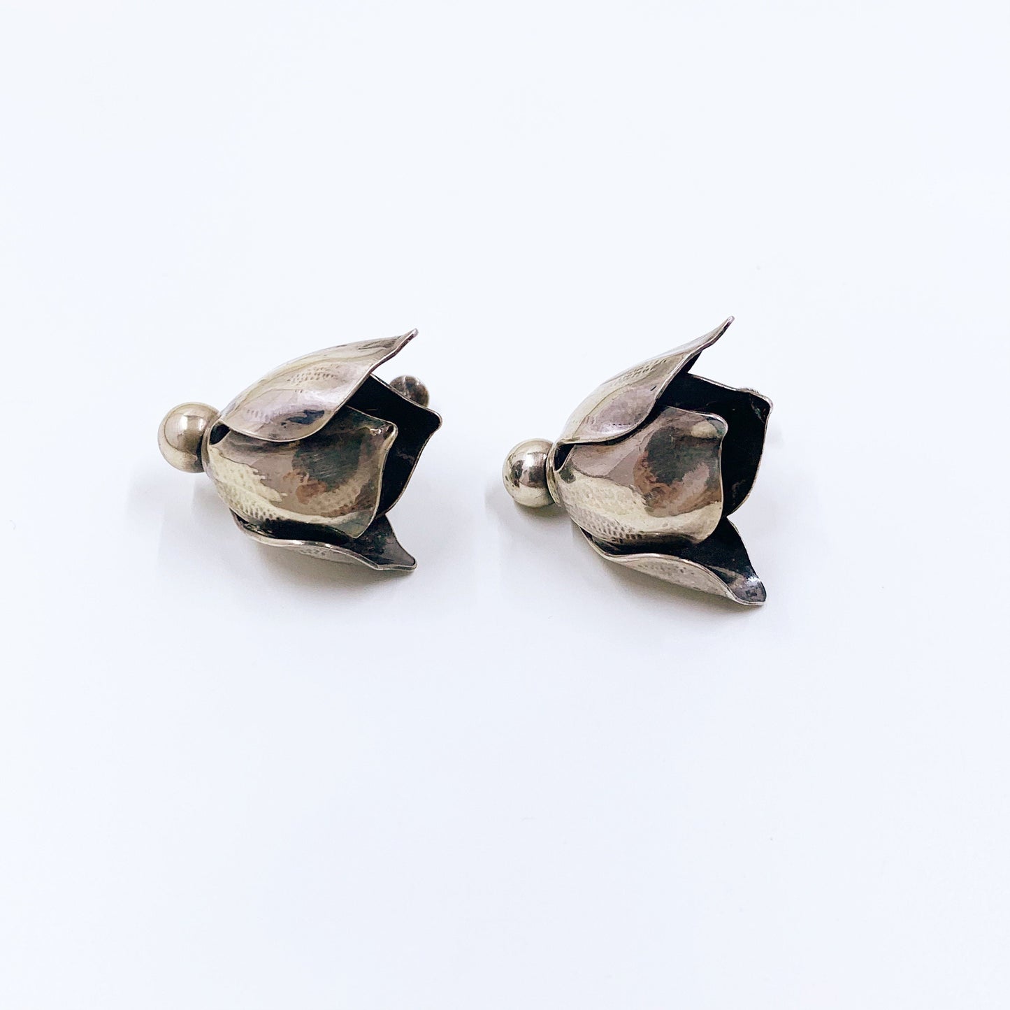 Vintage Sterling Silver Flower Earrings | Retro Earrings