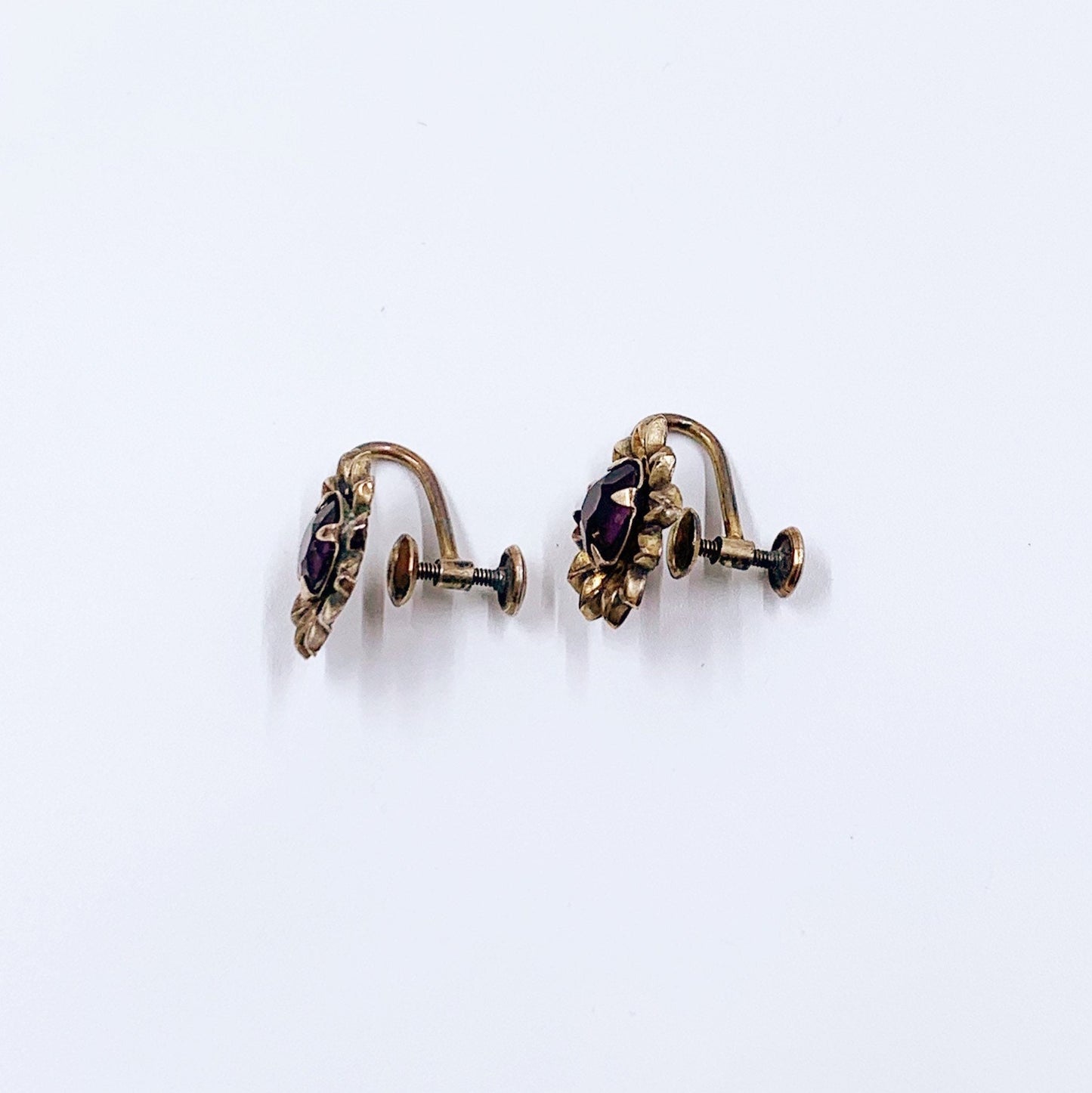 Vintage Flower Earrings | Gold Filled Floral Screw Back Earrings