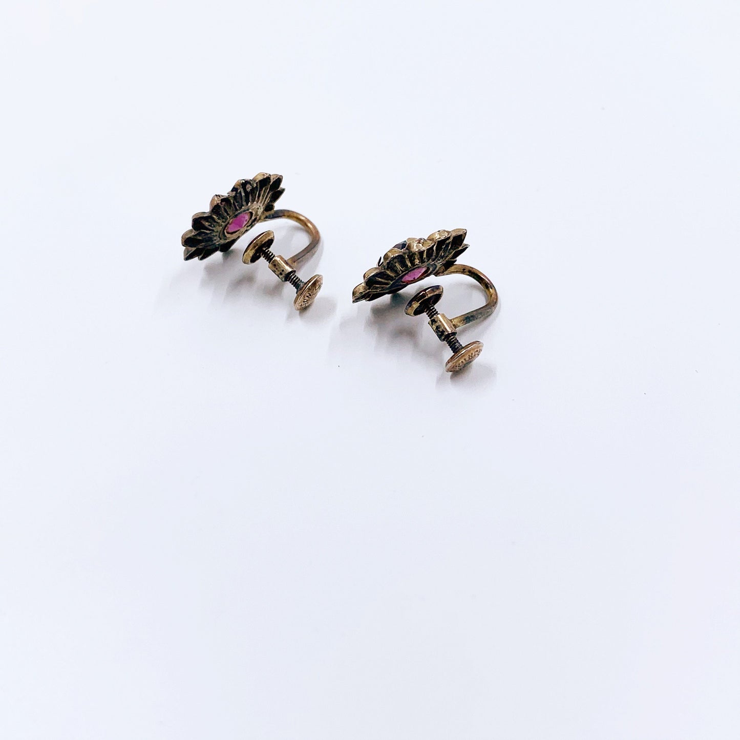 Vintage Flower Earrings | Gold Filled Floral Screw Back Earrings