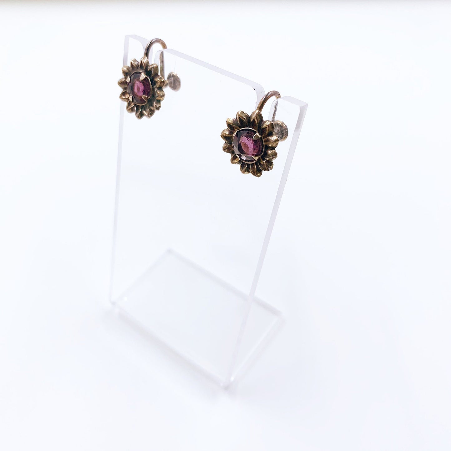 Vintage Flower Earrings | Gold Filled Floral Screw Back Earrings