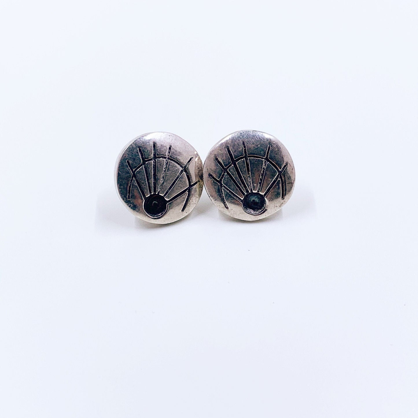 Vintage Modernist Silver Earrings | Geometric Abstract Line Earrings