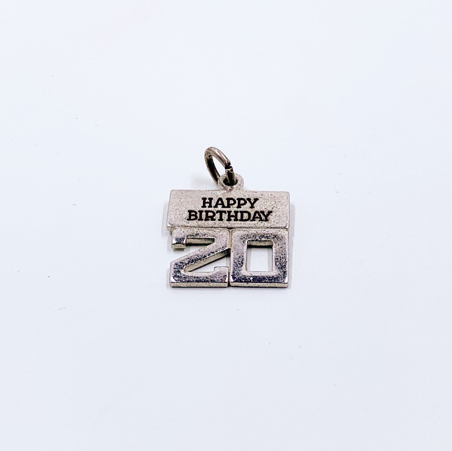 Vintage Happy 20th Birthday Charm | Silver 20th Birthday Charm | Wells Sterling