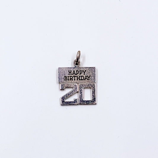 Vintage Happy 20th Birthday Charm | Silver 20th Birthday Charm | Wells Sterling