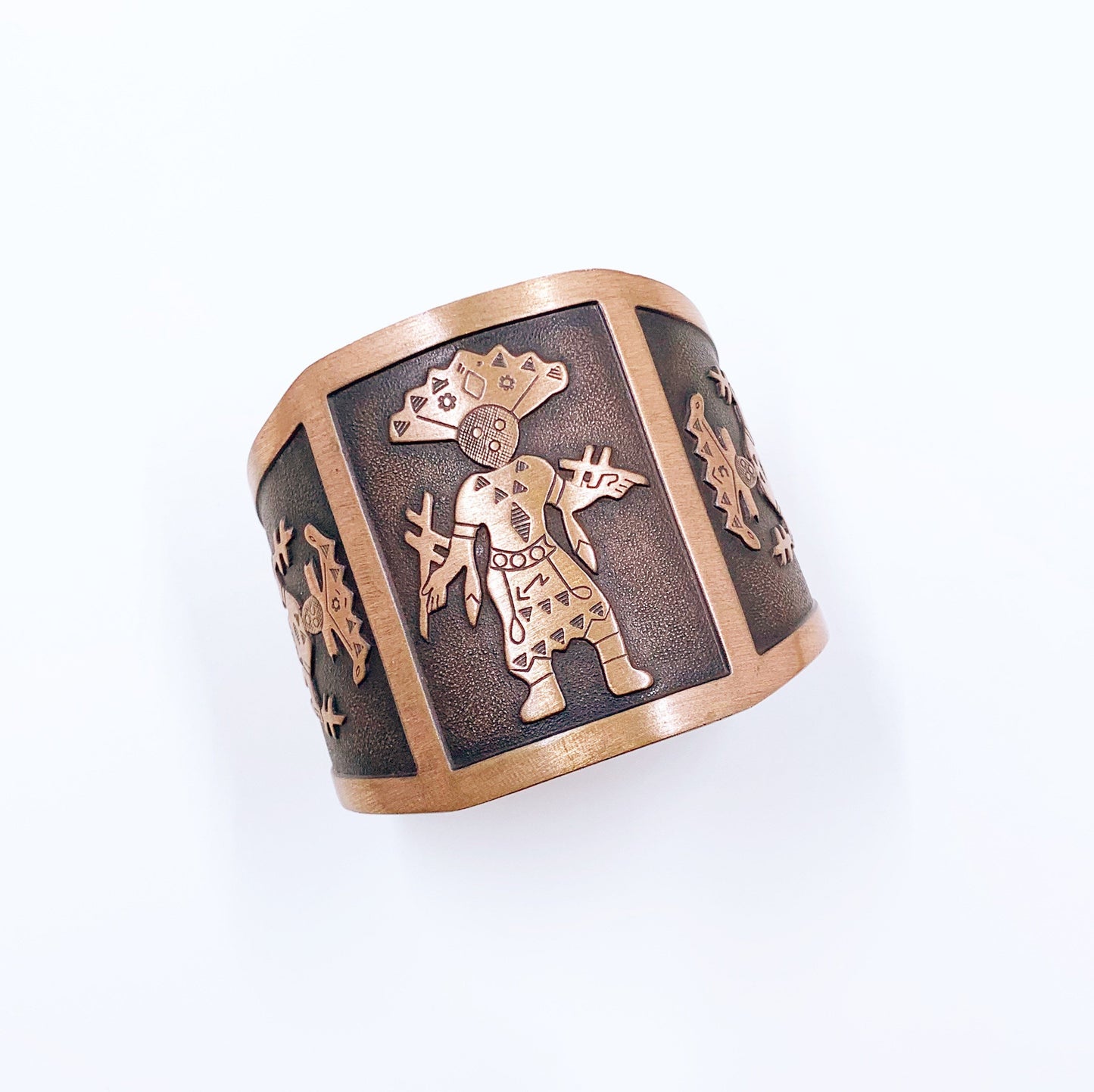 Vintage Copper Kachina Dancer Wide Cuff | WM Wheeler Co Cuff Bracelet | Southwestern Bracelet
