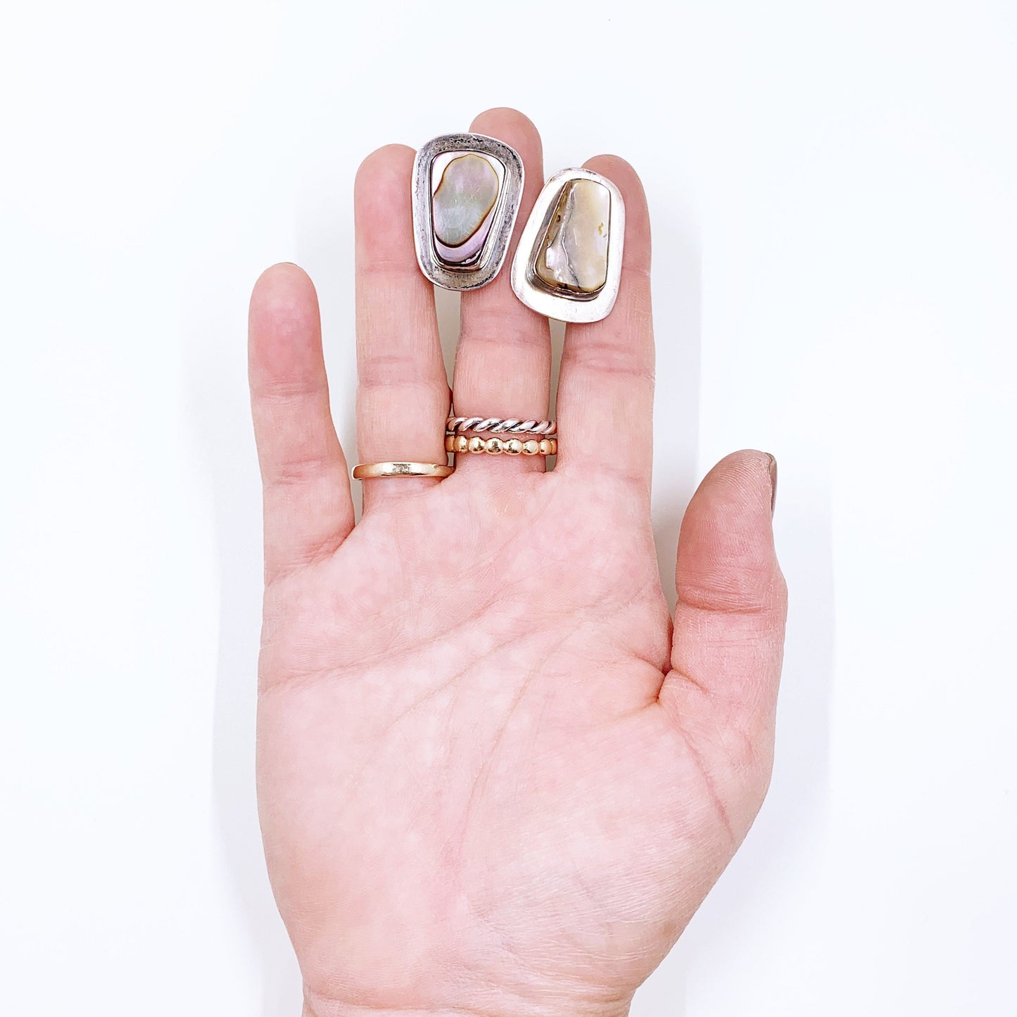 Vintage Mexican Silver Abalone Cufflinks | Mexican Modernist Cufflinks