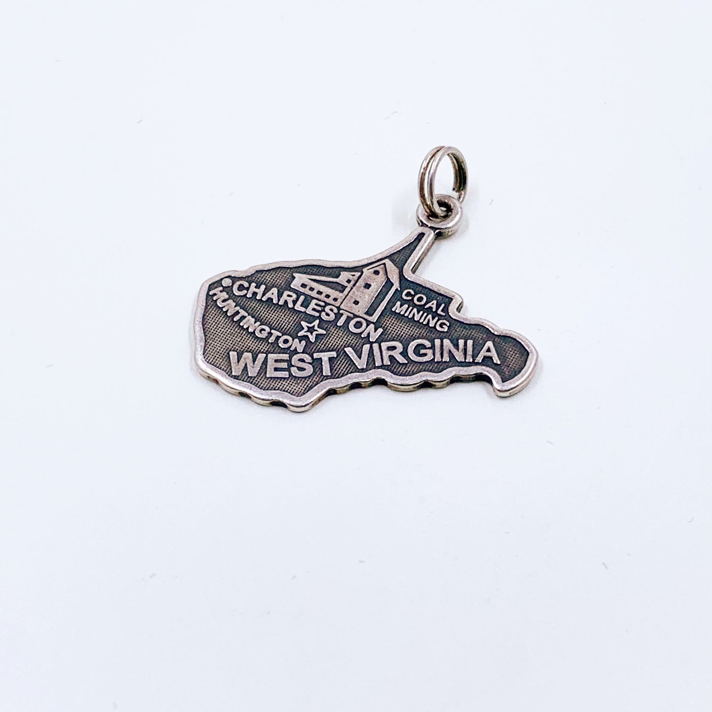 Vintage West Virginia State Charm | Silver West Virginia Charm