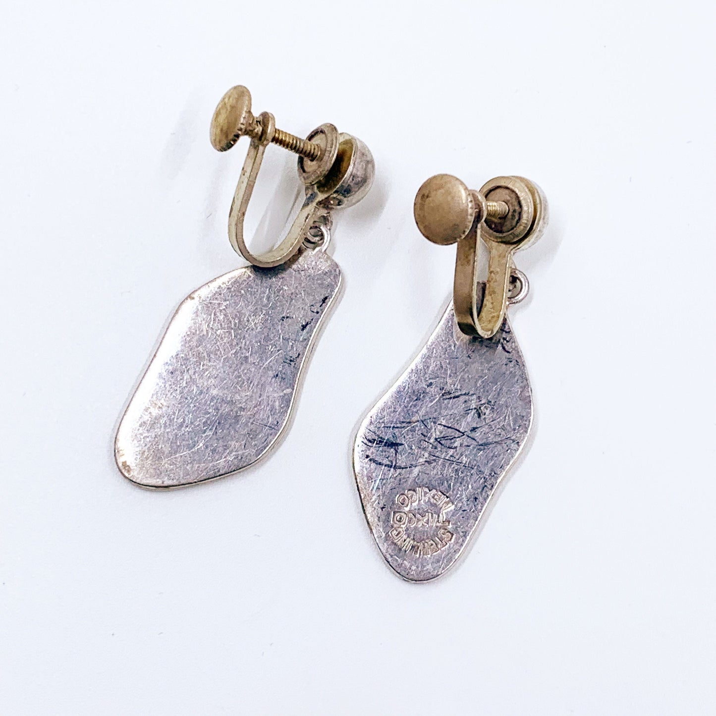 Vintage Mexican Silver Shadow Box Dancer Earrings | Vintage Taxco Sterling Earrings