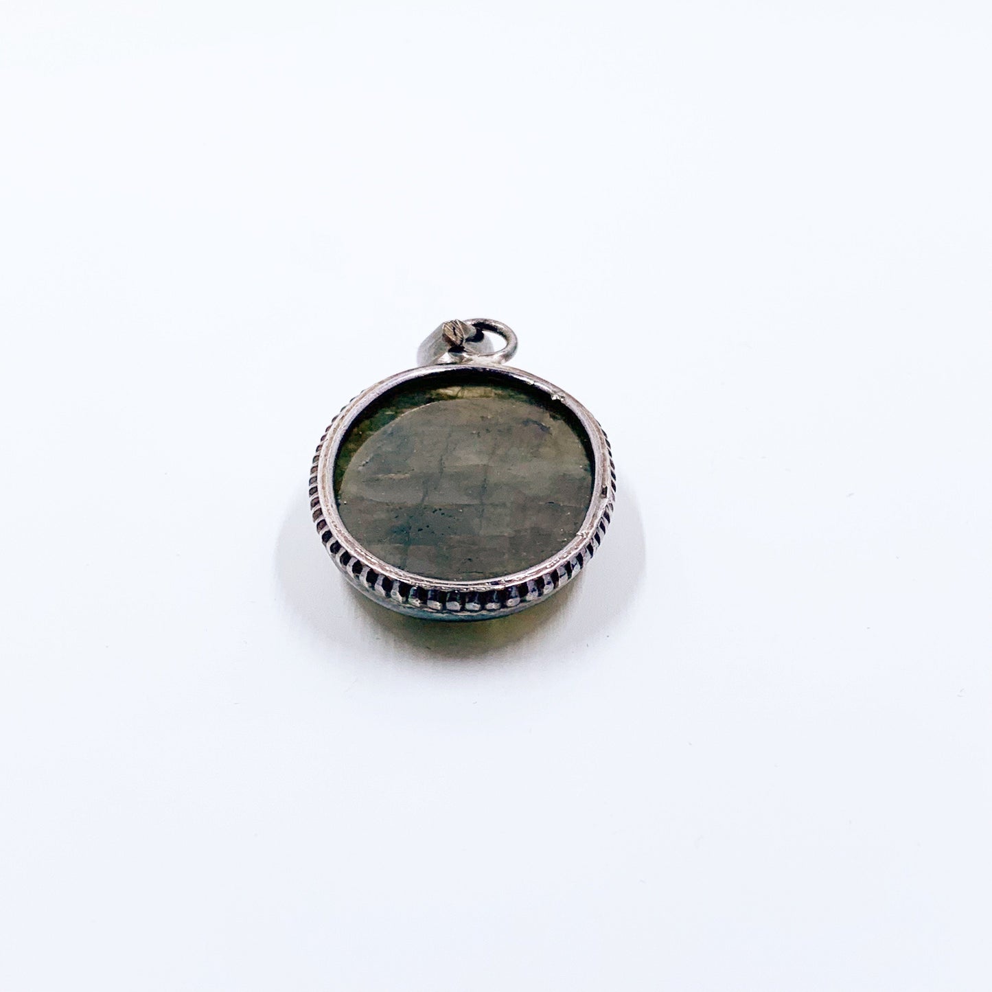 Vintage Silver Labradorite Pendant |  Oval Labradorite Stone Pendant