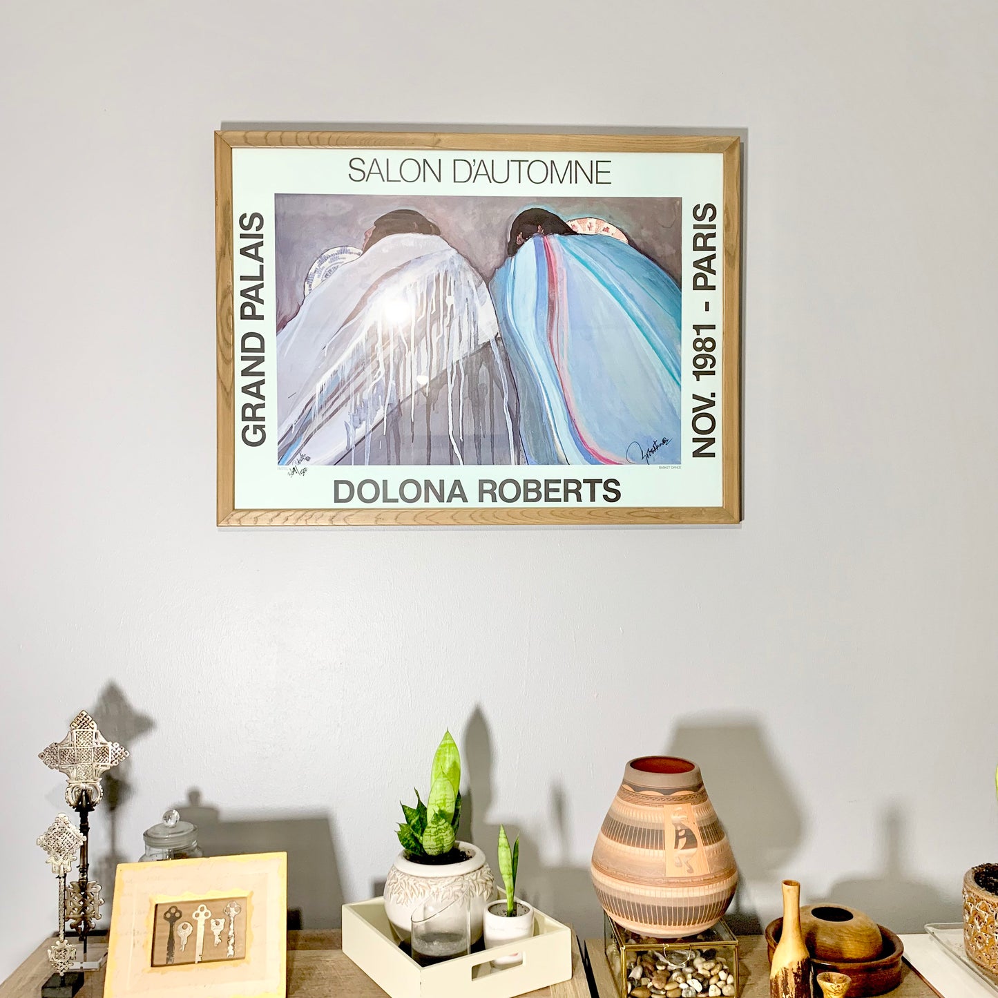 Vintage Original Dolona Roberts Paris Exhibition Poster | Grand Palais Paris | Native American Art | Signed Framed Poster