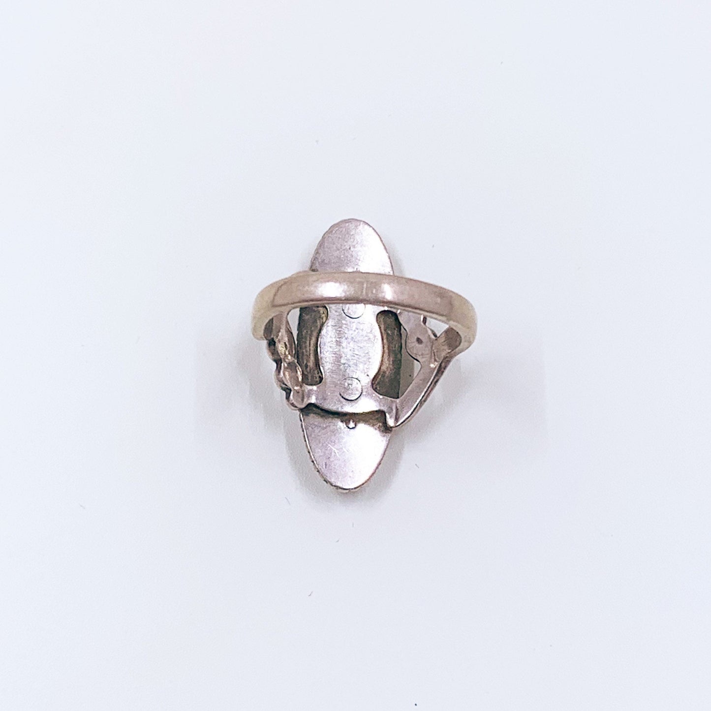 Vintage Silver Mother of Pearl Navette Ring | WM Co Wheeler Company Ring | Size 6
