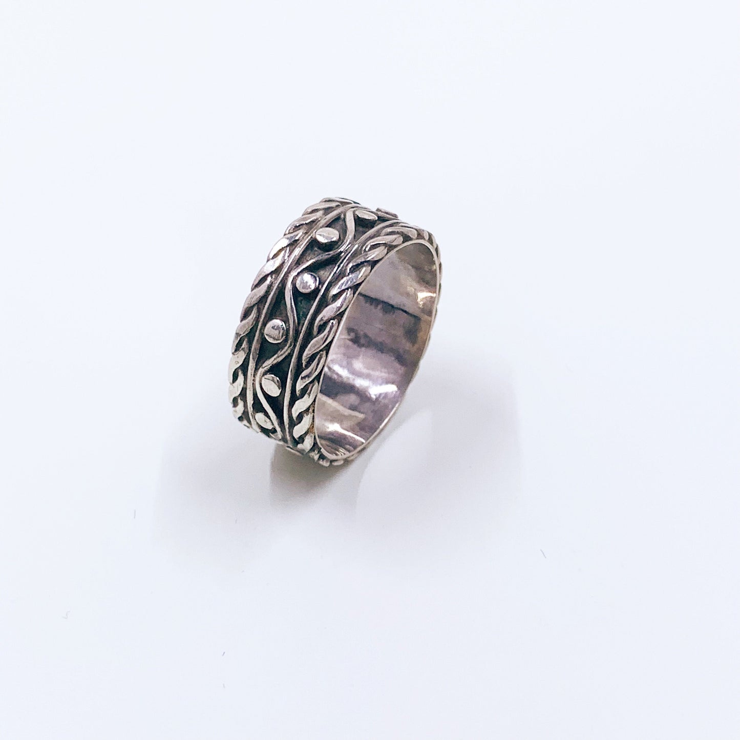 Vintage Silver Wave Band | Twisted Wire Design Ring | Size 8