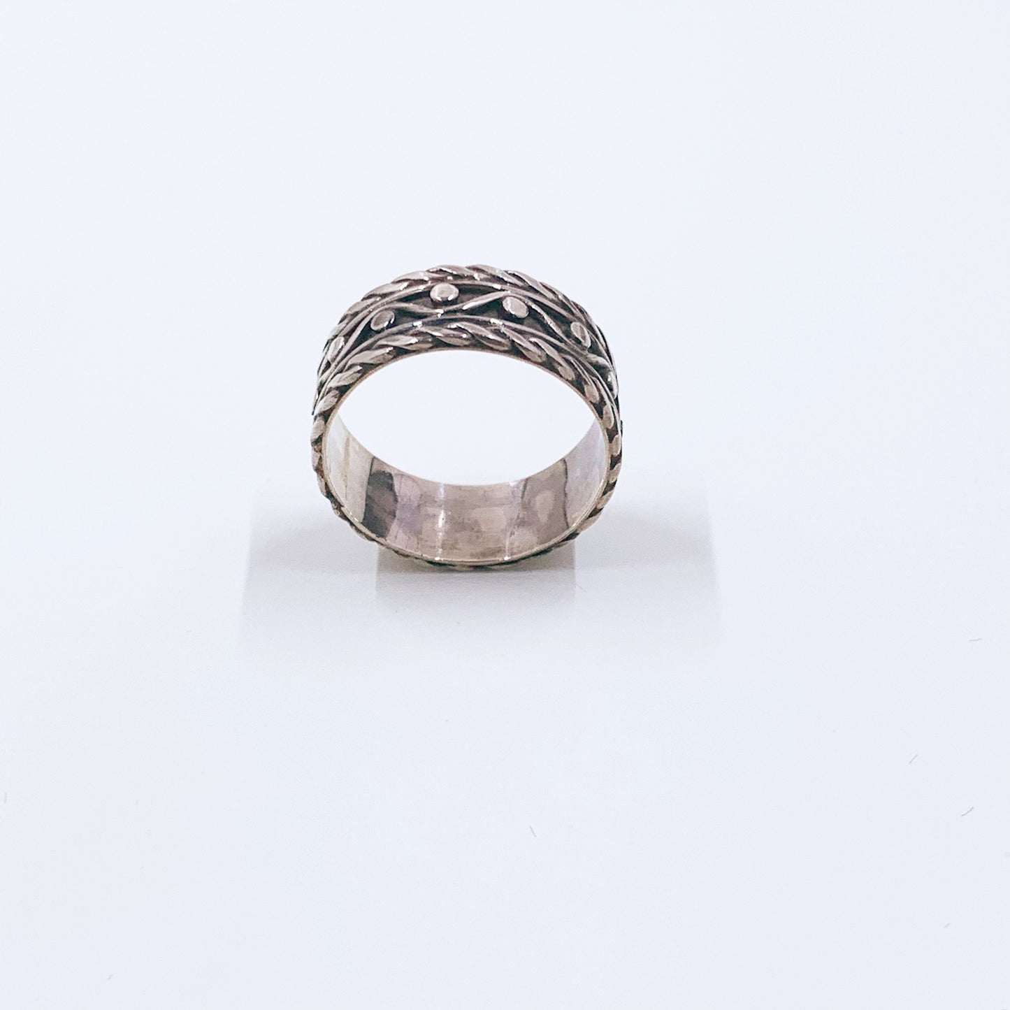 Vintage Silver Wave Band | Twisted Wire Design Ring | Size 8