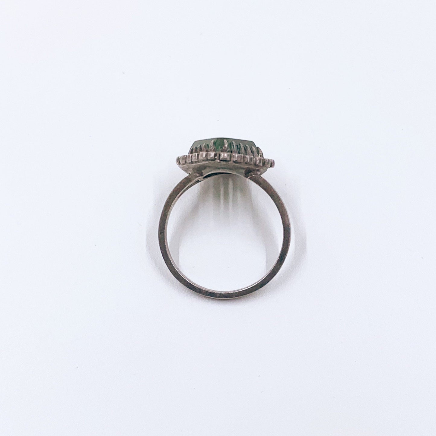 Antique Silver Green Stone Ring | Art Deco Green Stone Ring | Size 6 1/2