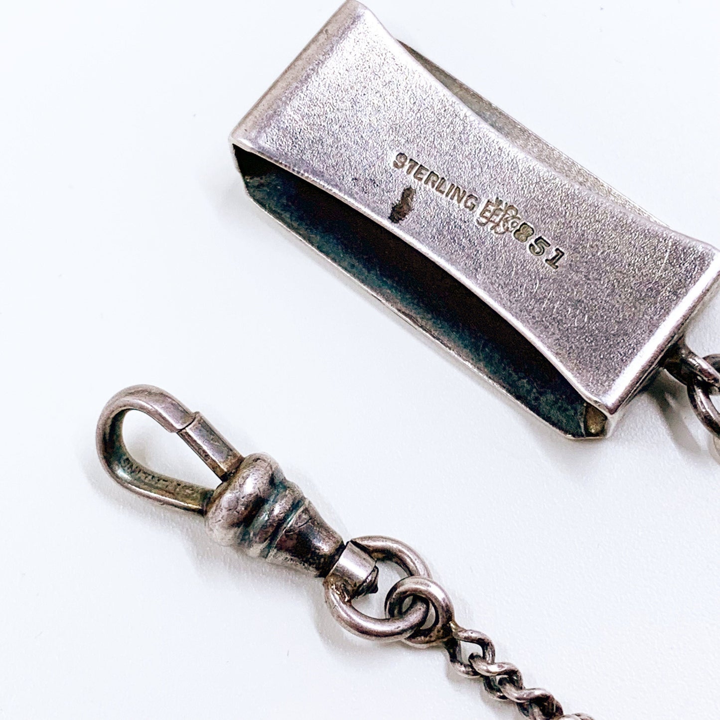 Vintage Silver Art Deco Pocket Watch Fob | Sterling Belt Watch Chain Fob | E.J.B. Co Fob