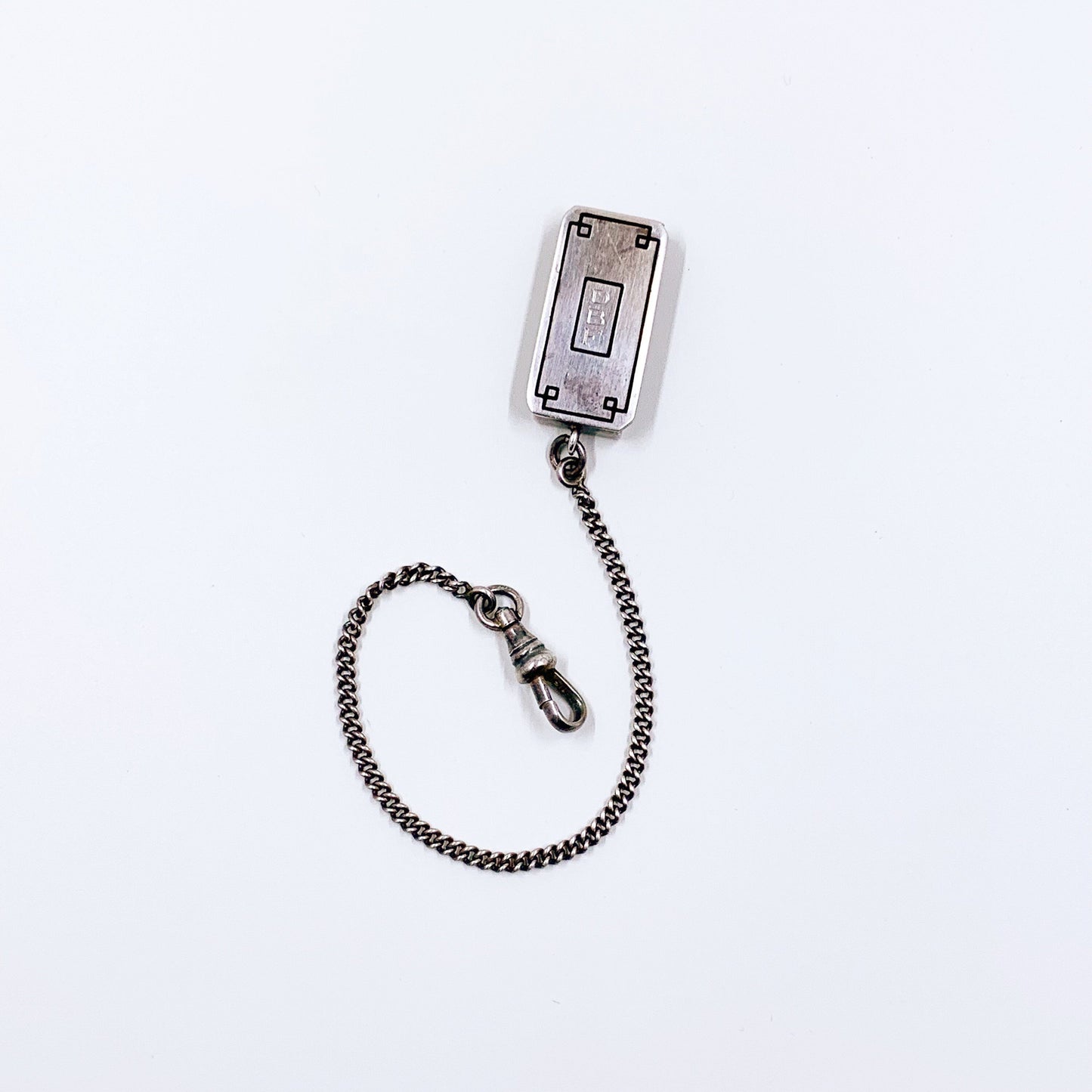 Vintage Silver Art Deco Pocket Watch Fob | Sterling Belt Watch Chain Fob | E.J.B. Co Fob