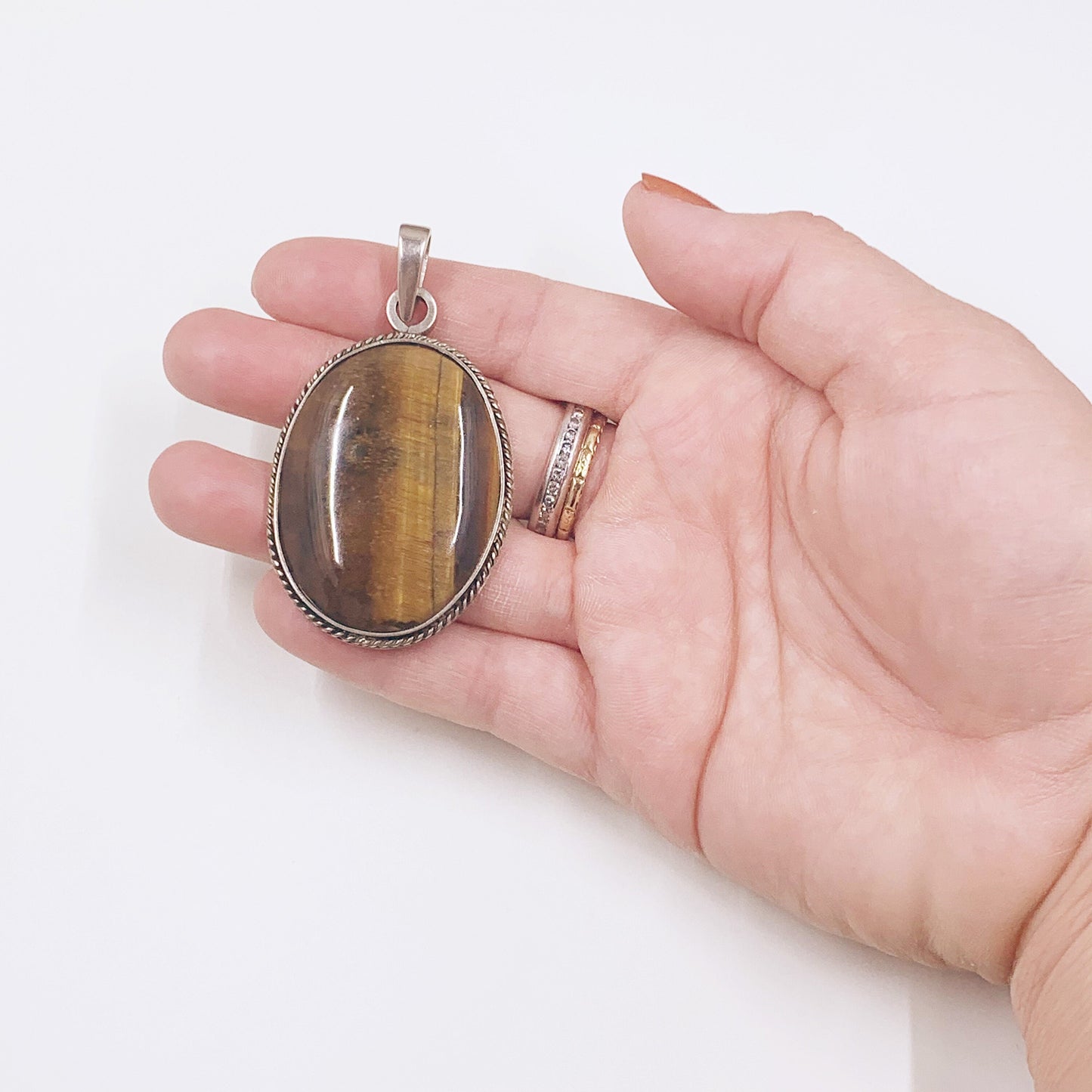 Vintage Tigers Eye Pendant | Silver Tiger's Eye Pendant